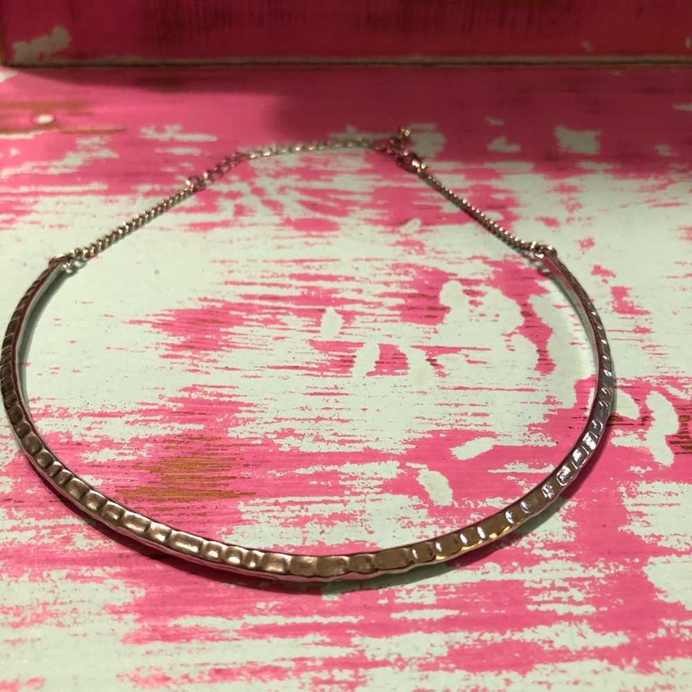 🌈 Silver choker necklace adjustable  12”